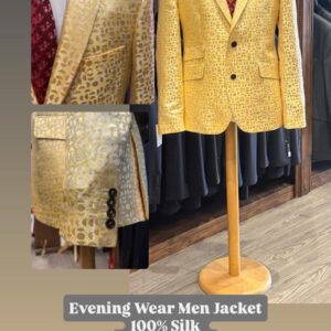 Evening Wear Men Jacket - Vibrant Yellow Jacquard