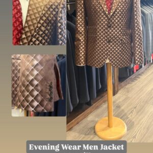 Evening Wear Men Jacket - Warm Bronze Quilted Diamond