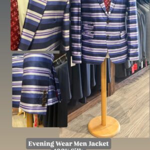 Evening Wear Men Jacket - Navy & Purple Horizontal Stripe