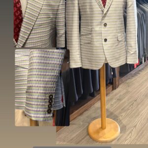 Evening Wear Men Jacket - Pastel Multi-Color Micro-Stripe