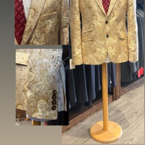 Evening Wear Men Jacket - Champagne Gold Paisley Brocade